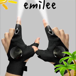 Emilee ถุงมือสวมนิ้ว กันน้ํา ระบายอากาศ มีไฟฉาย 2 ชิ้น