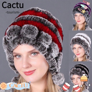 Cactu หมวกขนเฟอร์เทียม ผู้หญิง สุภาพสตรี รัสเซีย กระเป๋าเป้ อบอุ่น หมวกตุ๊กตาหนา