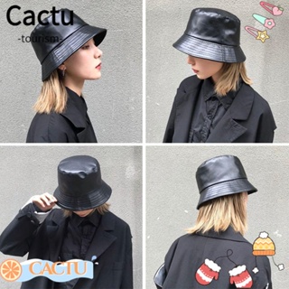 Cactu หมวกบักเก็ต หนัง PU กันน้ํา พับได้