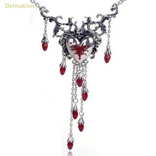 [Delication] สร้อยคอ จี้รูปหัวกะโหลก สไตล์โกธิค พังก์ สีแดง
