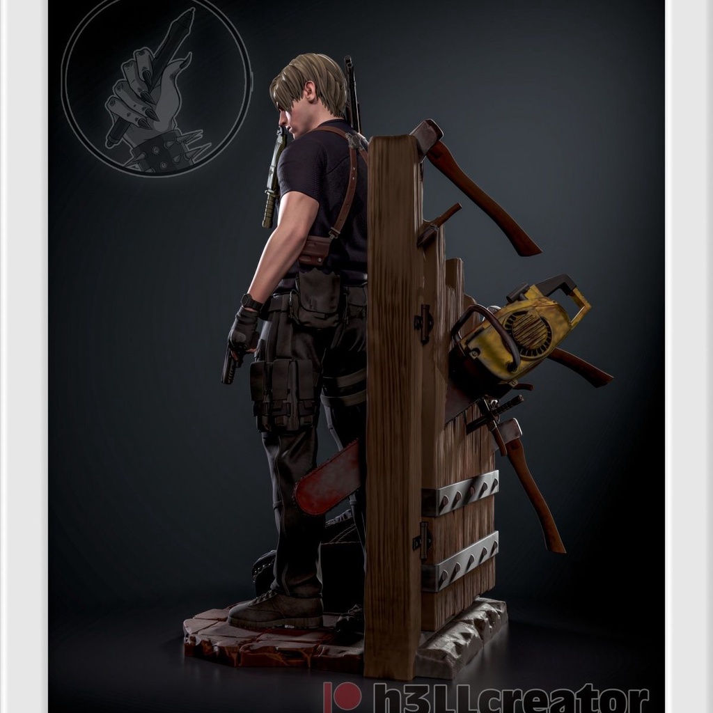 โมเดลเรซิ่น-รูป-resident-evil-leon-gk-สีขาว-3d-สเกล-1-35-24-18-m9tt