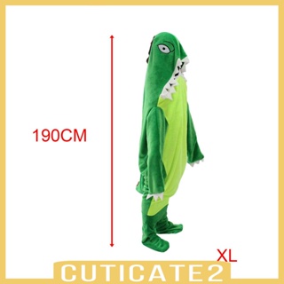 [Cuticate2] ชุดนอนจั๊มสูท มีฮู้ด ผ้าสักหลาด ลายไดโนเสาร์น่ารัก สําหรับฮาโลวีน