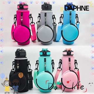 Daphne กระเป๋าเก็บขวดน้ํา สีพื้น 1000 มล. สายปรับได้ แบบพกพา พร้อมกระเป๋าหูฟัง สําหรับเล่นกีฬา