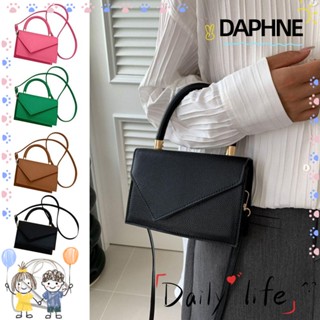 Daphne กระเป๋าสะพายไหล่ สะพายข้าง หนัง Pu ทรงสี่เหลี่ยม แต่งสายโซ่ สีพื้น สไตล์เรโทร สําหรับผู้หญิง