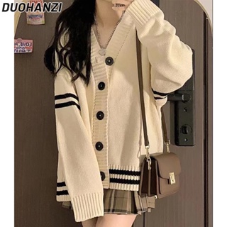 Duohanzi เสื้อกันหนาวแขนยาว ผ้าถัก ทรงหลวม ขนาดใหญ่ สไตล์เกาหลี ญี่ปุ่น แฟชั่นฤดูใบไม้ร่วง และฤดูหนาว สําหรับผู้หญิง 2023