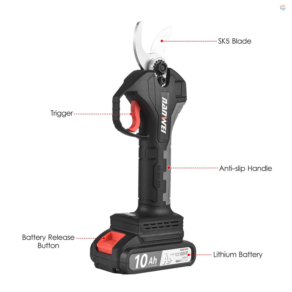 fash-geevorks-กรรไกรตัดแต่งกิ่งไม้ไฟฟ้า-ไร้สาย-21v-10ah-ชาร์จแบตเตอรี่ลิเธียม-เส้นผ่าศูนย์กลาง-30-มม-แบบเปลี่ยน