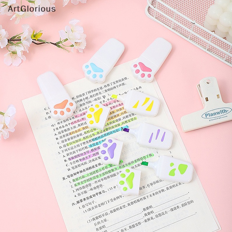 ปากกามาร์กเกอร์-เรืองแสง-ลายอุ้งเท้าแมว-แบบสร้างสรรค์-สไตล์เกาหลี-สําหรับสํานักงาน-จํานวน-1-ชิ้น