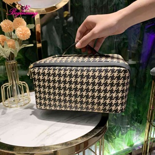 ✿ beginning ✿ Houndstooth Makeup Bags Multifunctional PU Makeup Box Portable for Holiday Gifts ✿