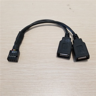เมนบอร์ดคอมพิวเตอร์ USB 2.0 9Pin ตัวเมีย เป็น Dual A ตัวเมีย แยกข้อมูล สายเคเบิล 24AWG