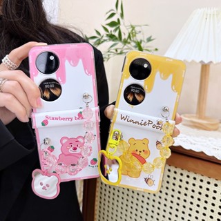 เคสโทรศัพท์มือถือ ป้องกันเลนส์ ลายการ์ตูนน่ารัก พร้อมสายคล้อง สําหรับ Huawei P50 Pocket