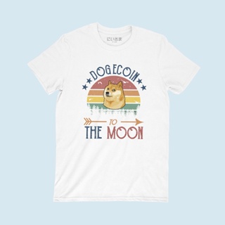 TOP CTT-shirt  Dogecoin to the moon เสื้อยืดสกรีน เสื้อสกรีน เหรียญหมาไปดวงจันทร์ เสื้อคริปโต เสื้อยืดตลกๆS-5XL