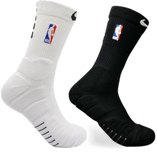 ถุงเท้าบาสเก็ตบอล NBA ข้อสูง แบบหนา ระงับกลิ่น สีขาว แบบมืออาชีพ สําหรับผู้ชาย