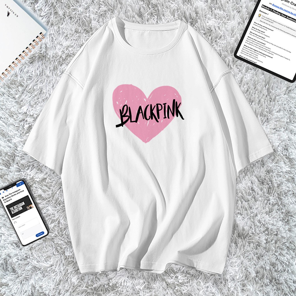 popular-qzเสื้อยืดผ้าฝ้ายพิมพ์ลาย-blackpink-black-pink-love-atasan-tumblr-tee-เสื้อยืดลำลอง-เกาหลี