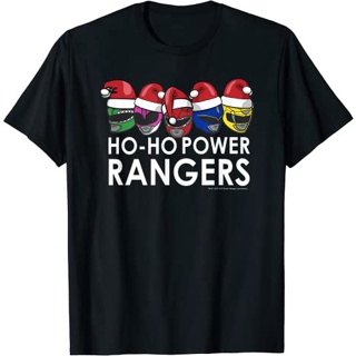 sadasเสื้อยืดแขนสั้น ผ้าฝ้าย พิมพ์ลาย Power Rangers Christmas Group Shot Line Up Ho-Ho Rangers แฟชั่นสําหรับเด็กผู้ชาย แ