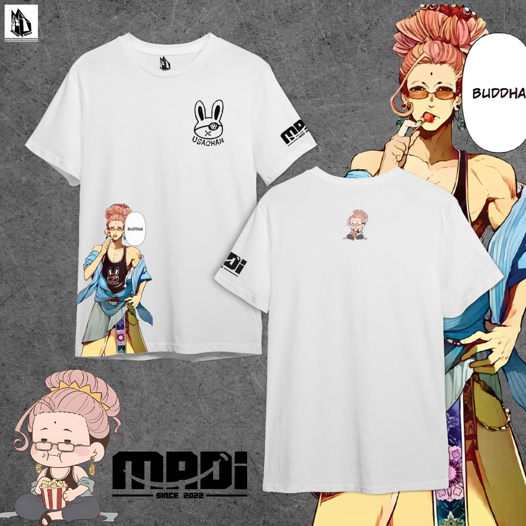 hot-anime-tshirt-เสื้อยืดcotton100-ศากยมุณี-ลาย3-มหาศึกคนชนเทพ-record-of-ragnarok-t-shirtแบรนด์madiของแท้