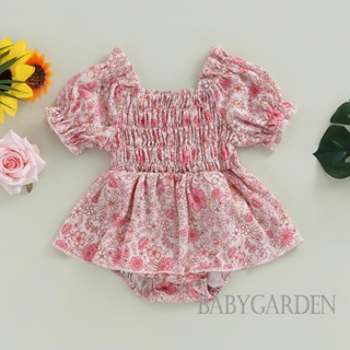 Babygarden- ชุดรอมเปอร์ แขนสั้น ลําลอง ลายดอกไม้ สีชมพู แฟชั่นฤดูร้อน สไตล์เจ้าหญิง สําหรับเด็กผู้หญิง