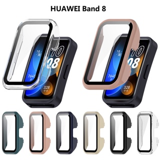 กระจก + เคส สําหรับ Huawei band 8 อุปกรณ์เสริมพีซี ฝาครอบป้องกันกันชน รอบด้าน + ตัวป้องกันหน้าจอ สําหรับ Huawei band 7 8 อุปกรณ์เสริม