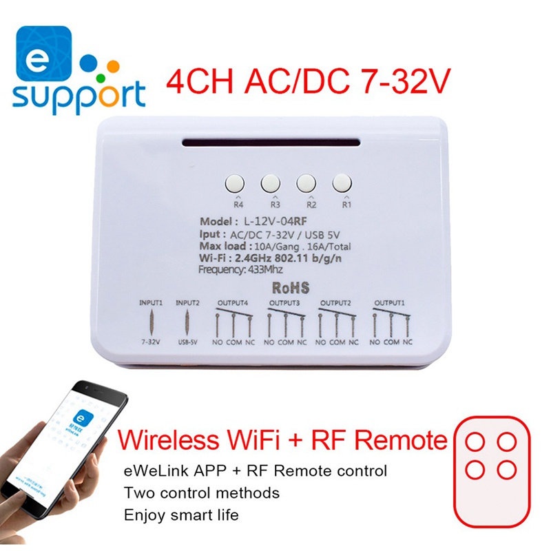 สวิตช์ไร้สาย-4ch-โมดูลสวิตช์อัจฉริยะ-wifi-แอพ-ewelink-รีโมทคอนโทรล-diy-smart-home-รีเลย์-4gang-wifi-rf