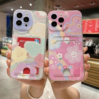 เคสโทรศัพท์มือถือแบบนิ่ม ใส ลายหน้ายิ้ม พร้อมช่องใส่บัตร สําหรับ Tecno Camon 20 19 17 Pro Camon 18T 18P 18i 17P 15 Camon 18 Prime 19 Neo