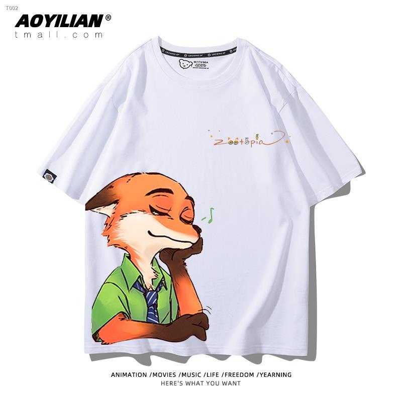 zootopia-judy-nick-ร่วมเสื้อยืดคู่อะนิเมะอุปกรณ์ต่อพ่วง