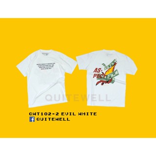 พร้อมส่ง ผ้าฝ้ายบริสุทธิ์ QW_T_102-2 EVIL WHITE ขาว T-shirt