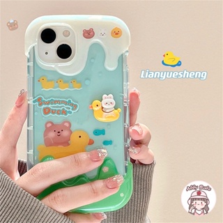 IPhone 14 Pro Max Phone Casing Ins Summer Spring Cartoon Duck Bear Crystal Clear Soft TPU IPhone 11 Case Bumper Dirt Resistant Compatible for IPhone 12 11 Pro Max X
