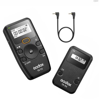 Godox รีโมตควบคุมชัตเตอร์กล้องไร้สาย TR Series 2.4G (ตัวส่งสัญญาณ และตัวรับสัญญาณ) ตั้งเวลาได้ 6 ครั้ง 32 ช่องทาง 100 ม. พร้อมสายชัตเตอร์ TR-OP12