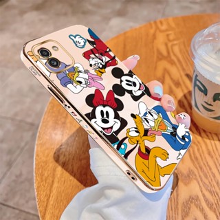 สําหรับ Samsung Galaxy A03 Core A03S A13 A23 A33 A53 A73 4G 5G เคสโทรศัพท์มือถือนิ่ม ขอบสี่เหลี่ยม พิมพ์ลายมิกกี้เมาส์ หรูหรา