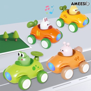 Ameesi รถของเล่น แบบสไลด์กด รูปการ์ตูนสัตว์ มีเสียงเพลง และเบา หลายสไตล์ ของขวัญสําหรับเด็ก