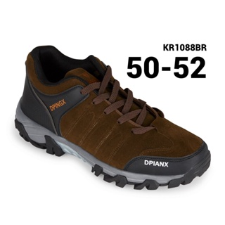 รองเท้าผ้าใบชายไซส์ใหญ่ 50-52 สีน้ำตาล หนังกลับ KR1088BR