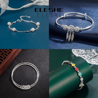 Eleshe Jewelry สร้อยข้อมือเงิน 925 ประดับเพชรโมอิส เรียบง่าย สําหรับผู้หญิง M055