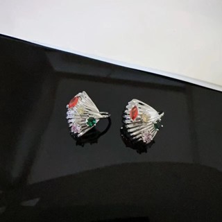 Gemini ต่างหูแฟชั่น ประดับเพทาย หลากสี