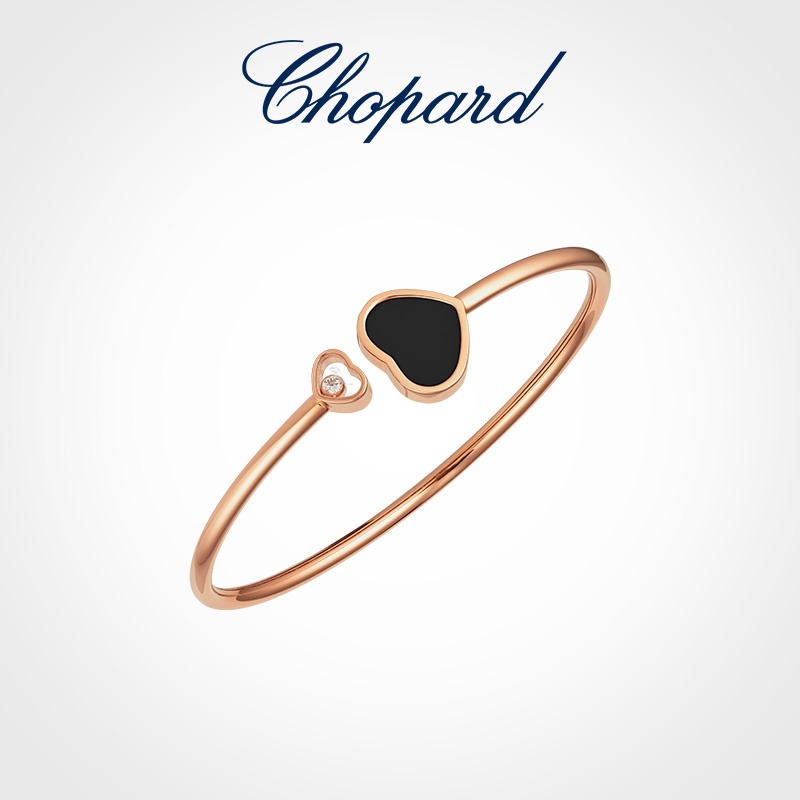 พร้อมส่ง-chopard-chopard-happy-hearts-series-สร้อยข้อมือโรสโกลด์-18k-สีดํา