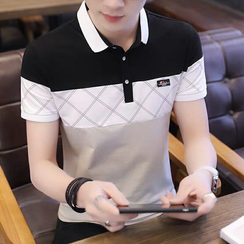 เสื้อโปโลแขนสั้น-ผ้าฝ้าย-พิมพ์ลาย-แฟชั่นสําหรับผู้ชาย