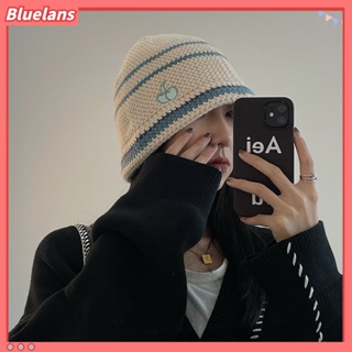 Bluelans หมวกบักเก็ต ผ้าถัก ทรงโดมหนา สีตัดกัน สําหรับผู้หญิง