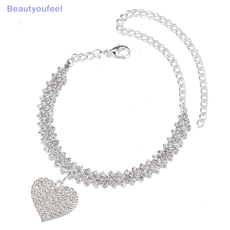 beautyoufeel-สร้อยข้อเท้าโซ่-จี้รูปหัวใจ-ประดับพลอยเทียม-แวววาว-เครื่องประดับแฟชั่น-สําหรับผู้หญิง-งานแต่งงาน-ปาร์ตี้