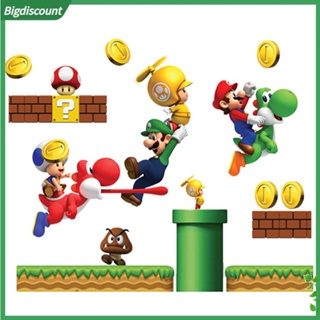 {BIG} สติกเกอร์ ลาย Super Mario ลอกออกได้ สําหรับติดตกแต่งผนังบ้าน