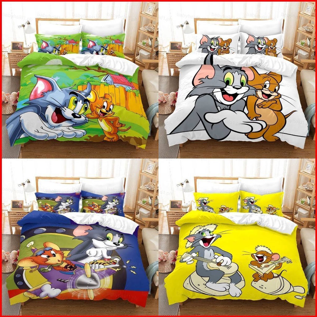 fash-tom-jerry-3in1-ชุดเครื่องนอน-ผ้าปูที่นอน-ผ้าห่ม-ปลอกหมอน-ห้องนอน-หอพัก-ซักได้-ป๊อป