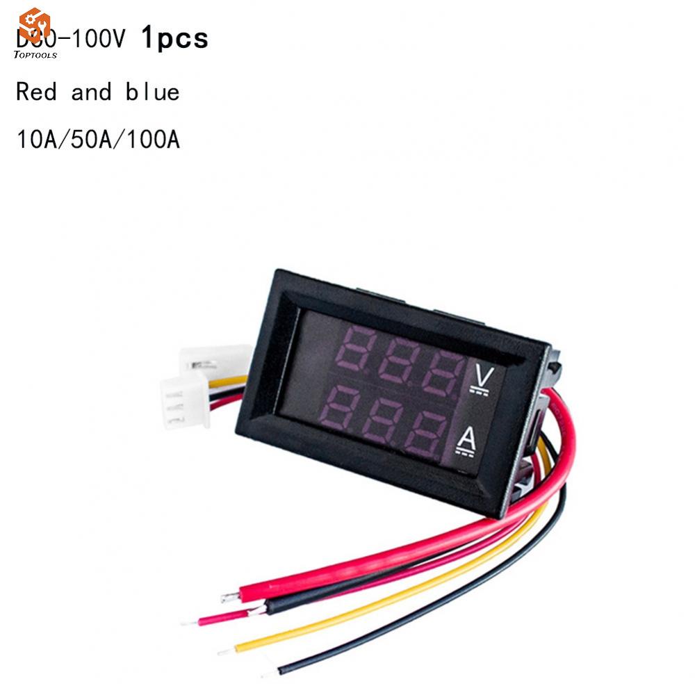 โวลต์มิเตอร์-แอมมิเตอร์-100a-ดิจิทัล-48-x-29-x-21-มม-dc-0-100v-10a-dual-led-ดิจิทัล