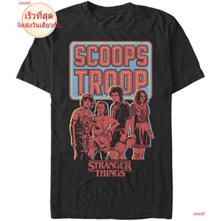 zazat สเตรนเจอร์ ธิงส์ เสื้อ Stranger Things Mens Scoop Troop T-Shirt เสื้อยืด เกรดพรีเมี่ยม ใส่สบาย เสื้อยืดเเฟชั_01