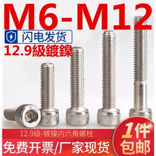 ((M6-M12) สกรูหัวหกเหลี่ยม ชุบนิกเกิล เกรด 12.9 ความแข็งแรงสูง M6M8M10M12