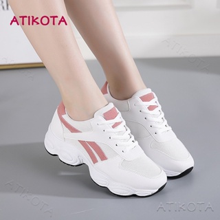 Atikota รองเท้าผ้าใบ รองเท้าวิ่ง แพลตฟอร์ม แบบผูกเชือก ระบายอากาศ เข้ากับทุกการแต่งกาย สําหรับผู้หญิง