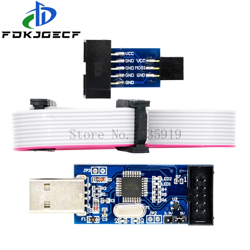 บอร์ดอะแดปเตอร์ 10Pin เป็น 6 Pin และโปรแกรมเมอร์ USBASP USBISP AVR USB ...
