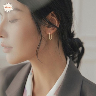 AHOUR Popular Women Stud Earrings Female Geometric Hoop Earrings Korean Style Earrings Fashion Match Luxury Etrendy Ear Jewelry Exquisite Gift Ear Accessories Square Shaped/Multicolor