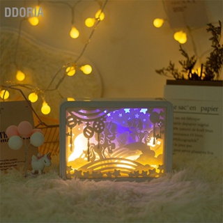 DDORIA Papercut Light Box Soft Warm Romantic USB แบตเตอรี่ Powered 3D Paper Carving Lamp for Bedroom Office Party