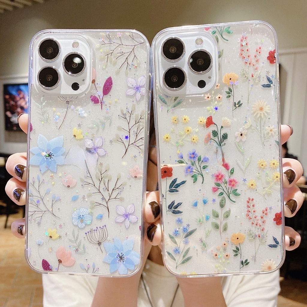 เคสโทรศัพท์มือถืออีพ็อกซี่ใส-แบบนิ่ม-ลายดอกไม้-กันกระแทก-สําหรับ-samsung-galaxy-s23-s22-plus