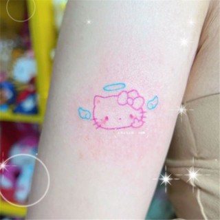 สติกเกอร์รอยสัก ลาย Hello Kitty แมวน่ารัก สีสันสดใส กันน้ํา ติดทนนาน