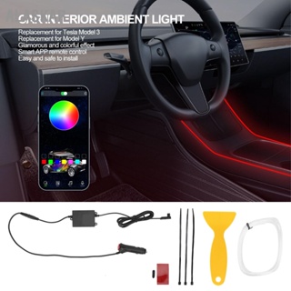 ALASKAR ไฟเรืองแสงภายในรถ RGB Neon Lighting พร้อมการเปลี่ยนการควบคุม APP สำหรับ Tesla Model 3 Y