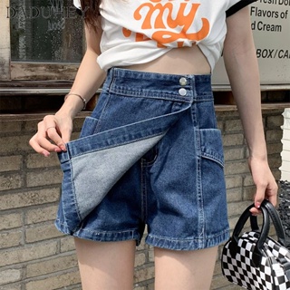 DaDuHey🎈 Korean Style Retro Hot Girl Denim Shorts Womens Summer New High Waist Loose Slimming Cover Design  Pantskirts