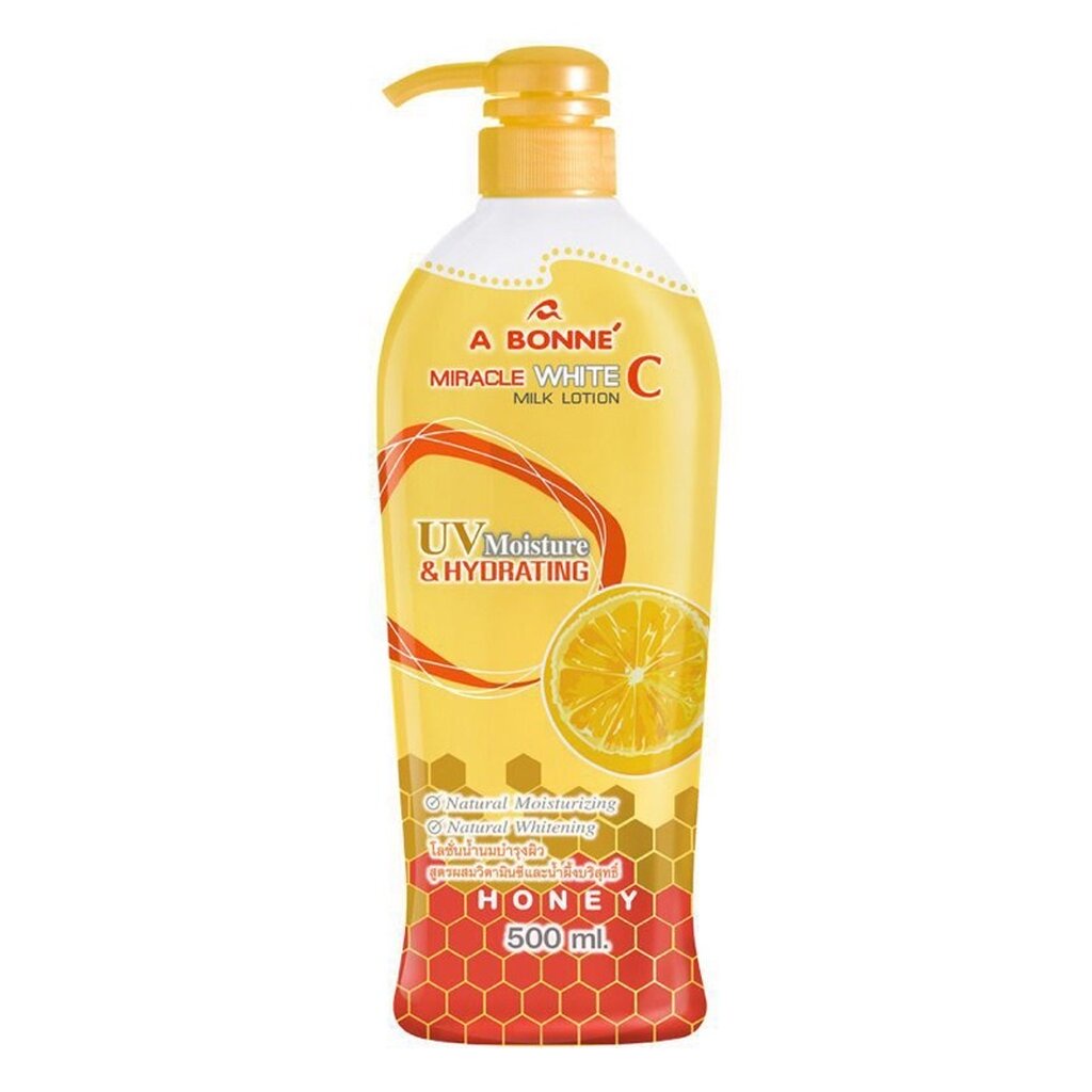 Lait Corporel éclaircissant A BONNÉ Miracle White C - 500 Ml, Avec Vitamine C, AHA, Collagène, Miel, Pour Tous Types De Peau
